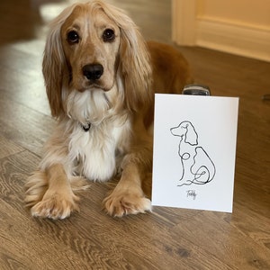 Personalised Spaniel Print, Minimalist Spaniel Line Art Print, Spaniel Pet Portrait, Dog Lover Gift, Dog Wall Art, Pet Memorial