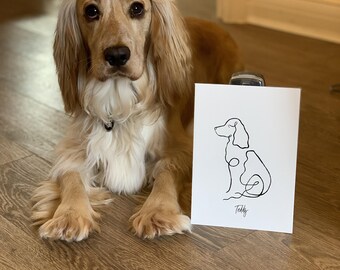 Personalised Spaniel Print, Minimalist Spaniel Line Art Print, Spaniel Pet Portrait, Dog Lover Gift, Dog Wall Art, Pet Memorial