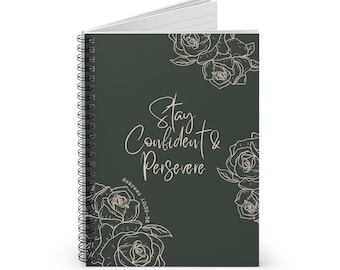 Spiral Notebook, Stay Confident Persevere, Encouragement Gift, Christian Notebook, Prayer Journal, Bible Journal, Small Faith Notebook