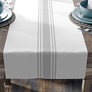 Gray Striped Cotton Table Runner, Farmhouse Decor, Home Decor Gifts, Modern Striped Table Runner, Dining Room Table Runner, Home Gift