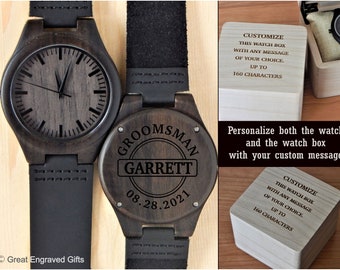 Wood Watches - Groomsmen Wooden Watch - Personalized Gift for Men - Husband Gifts - Mens Gift for Groom