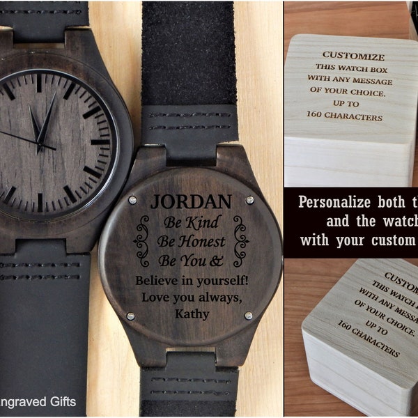 Engraved Wooden Watches - Personalized Gift for Boyfriend - Mens Wood Watch