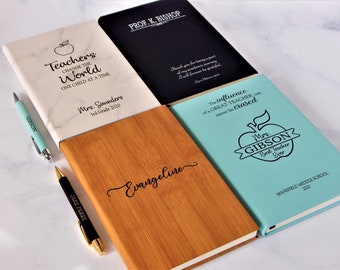 Personalized Teacher Gift | Custom Leather Notebook Journal LJ05B