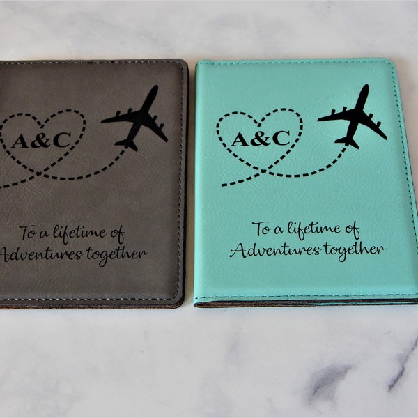 Wedding Gift for Couple - Personalized Passport Cover Holder Engraved Wallet - Honeymoon Gifts