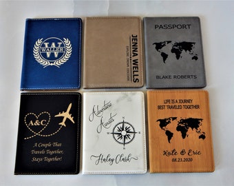Leather Passport holder: Engraved Wedding Gift