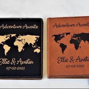 Mr & Mrs Passport Holder | Honeymoon Gift for Couple | Custom Bridal Party Gifts | Engraved Leather Luggage Tags Personalized Passport Cover