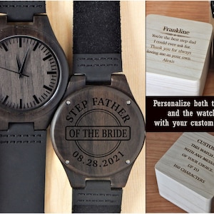 Custom Wood Watches | Stepfather of the Bride gifts | Stepdad Wedding Gift  Personalized Engraved Christmas Gifts | Father&#39;s Day Gift