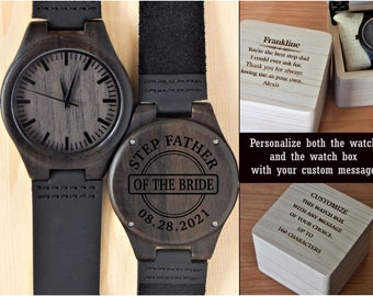 Custom Stepdad Wedding gift: Engraved Wood Watch