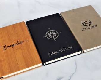 Custom Leather Travel Journal and Notebook - Personalized Gift for Men - Wedding Gifts for Groomsmen