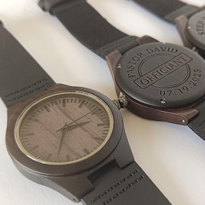 Personalized Wood Watch | Wedding Gifts for Officiant | Officiant Proposal Gift | Engraved Watches for Pastor | Custom Christmas Gift