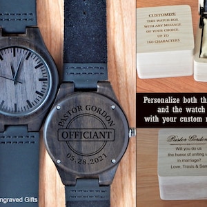 Wedding Officiant Proposal Gift - Will you marry us personalized Watch - Engraved Wood Watches