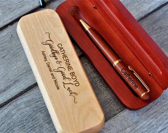 Custom Boss Farewell Gift: Personalized Wood Pen and Case