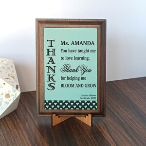 Personalisierte Lederplakette: Benutzerdefiniertes Geschenk für den Lehrer, PLT003