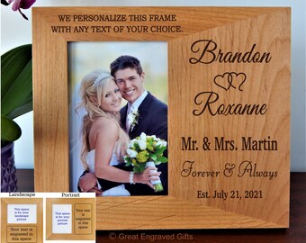 Picture Frame Wedding Gift - Mr and Mrs Custom Frames 4x6 5x7 - Personalized for Couple