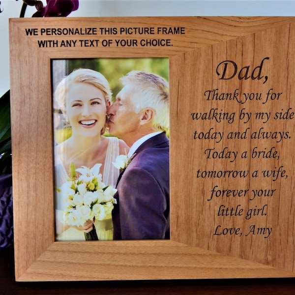 Engraved Picture Frames for Parents - Custom Wedding Frame - Personalized 4x6 5x7 Wood Anniversary Gift