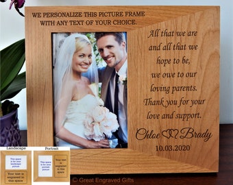 Rustic Picture Frame - Personalized Photo Frames - Custom Engraved Wedding Gift - 4x6 - 5x7- Wooden Frame