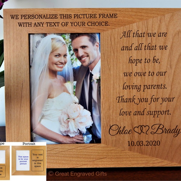 Rustic Picture Frame - Personalized Photo Frames - Custom Engraved Wedding Gift - 4x6 - 5x7- Wooden Frame