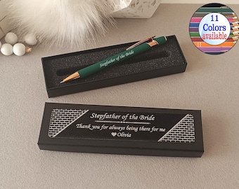 Custom Stepdad Gift: Personalized Leather Ballpoint Pen and Box