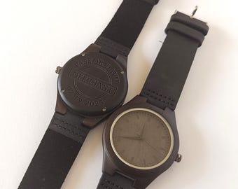 Custom Wedding Officiant: Engraved Pastor Wood Watch