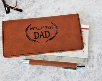 Christmas Wallet Case Gift for Dad - 3rd Anniversary Gift - Checkbook Cover - Check book Holder - Men Monogram Gift