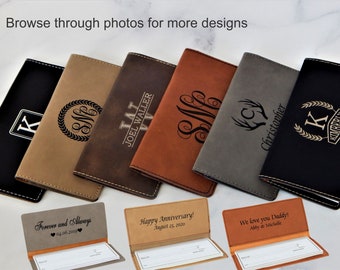 Capa de talão de cheques personalizada em couro para mulheres
