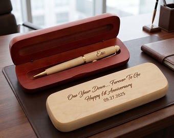 Engraved Husband Anniversary Personalized Wood Pen and Case Gift WMPEN51