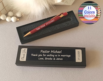 Custom Wedding Officiant Gift: Engraved Ballpoint Pen and Box