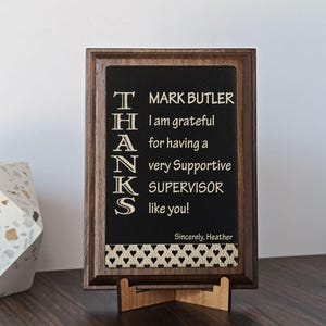Supervisor Thank You Wood Plaque: Personalized Engraved Boss Gift