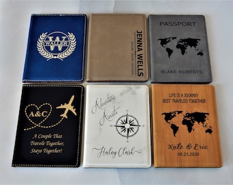 Custom Engraved Leather Passport Holder Travel Gift