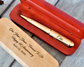 Engraved Husband Anniversary Gift: Personalized Wood Pen