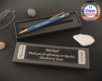 Engraved Wedding Officiant Gift: Custom Pastor Pen and Case