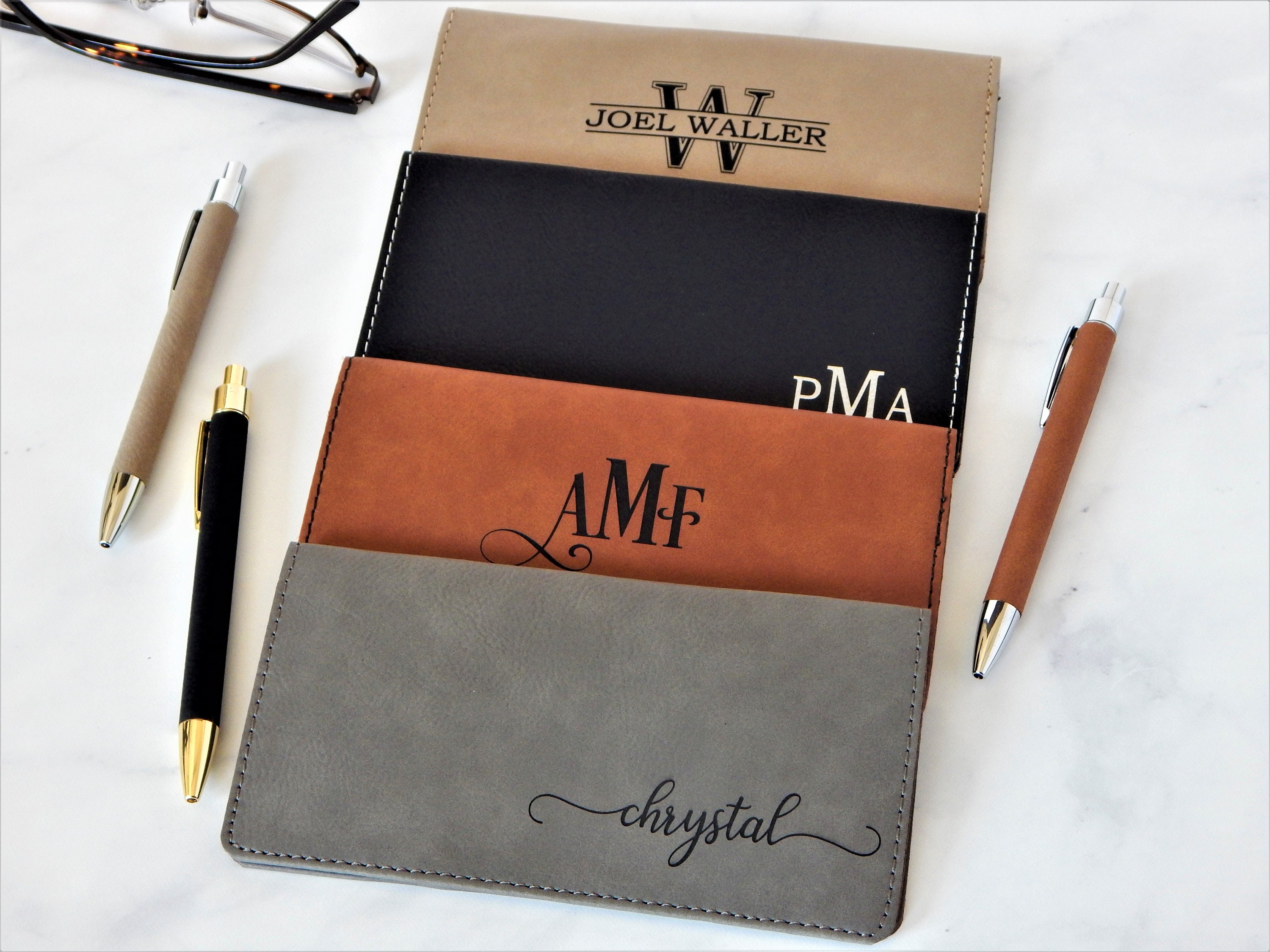 Leather Checkbook Cover Custom Personalized Holder Wallet Etsy