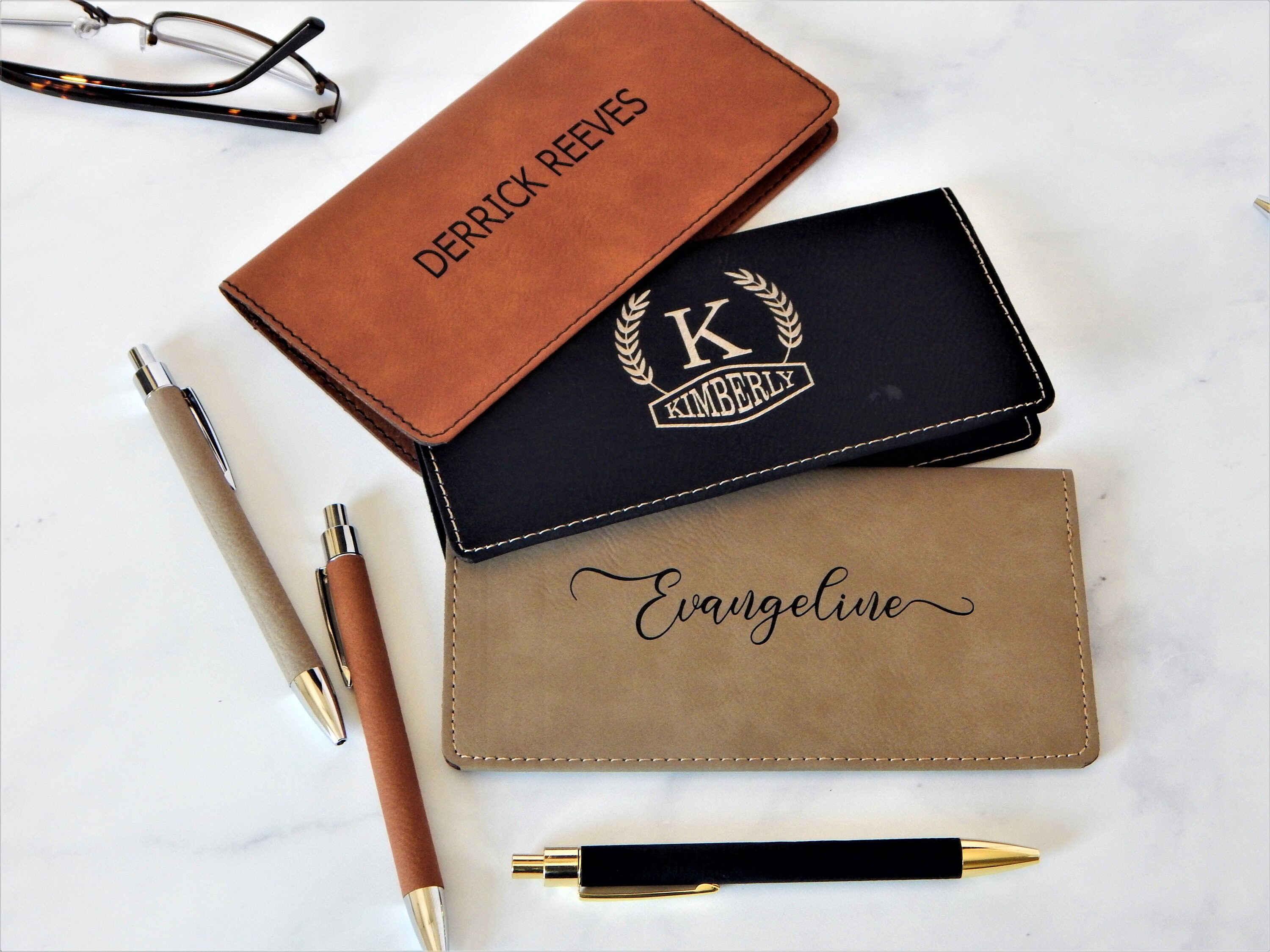 Leather Checkbook Cover Custom Personalized Holder Wallet Etsy