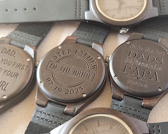 Stepfather of the Bride gift: Personalized Wood Watch and Box