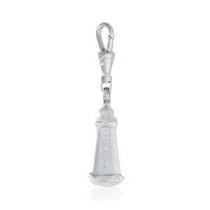 May include: Silver-toned metal lighthouse charm with a lobster clasp. The charm is detailed with a small window and a textured surface.