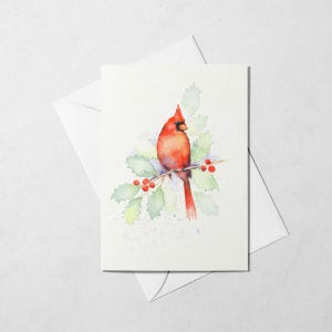 Carte de voeux cardinale || Carte faite main || Cadeaux saisonniers || Carte de Noël