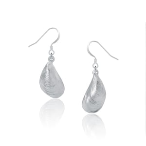 Mussel Drop Earrings | Handcrafted Pewter Earrings | Hypoallergenic Surgical Steel