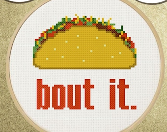 Taco bout it Cross Stitch Pattern, DIY Embroidery, Small Hoop Art, Subversive Needlepoint - PDF, Instant Download