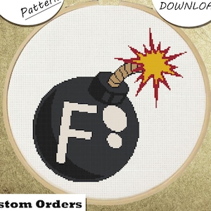 F Bomb Cross Stitch Pattern: Humor Embroidery DIY (PDF Instant Download)