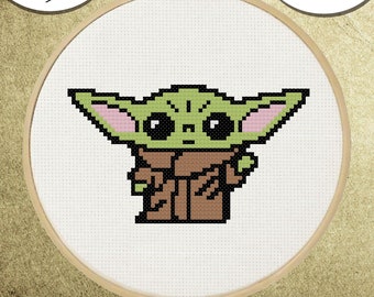 Baby Alien Cross Stitch Pattern, Embroidery, Small Hoop Art, Subversive Needlepoint - PDF, Instant Download