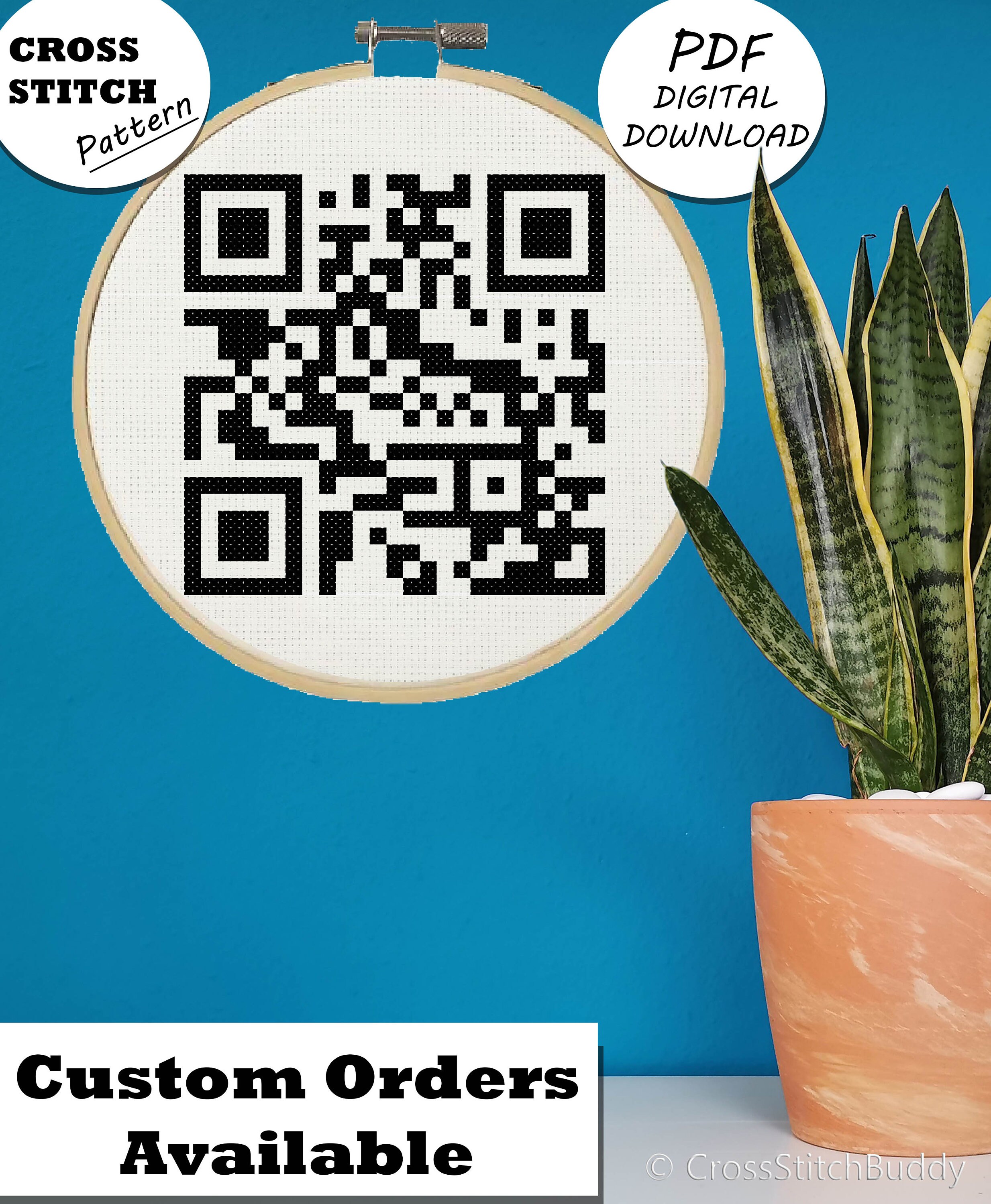 Rick Rolled QR Code Cross Stitch Pattern DIY Embroidery Etsy