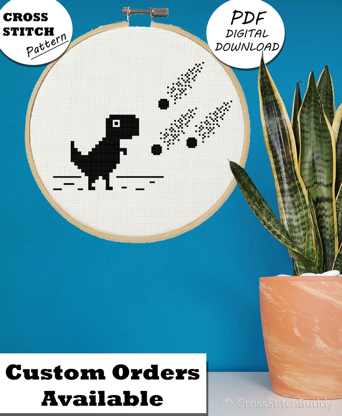 Mereor Pattern Meteor Shower Dinosaur Cross Stitch Pattern: IT Nerd Gift (PDF, Instant ...