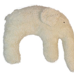Organic cuddly pillow / neck pillow &quot;Elephant&quot; natural white made of 100% organic cotton with husk filling, washable | PAT & PATTY