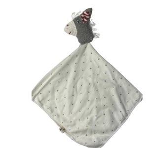Personalized baby comforter/snuffle blanket, grasping toy &quot;Donkey,&quot; color: gray, made of 100% cotton plush | PAT & PATTY