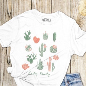 Cactus Family Graphic Tee, Cute Cactus Shirt, Gardening T Shirt, Botanical Shirt, Cactus Plant Shirt, Cactus Shirt, Desert Camping Shirt