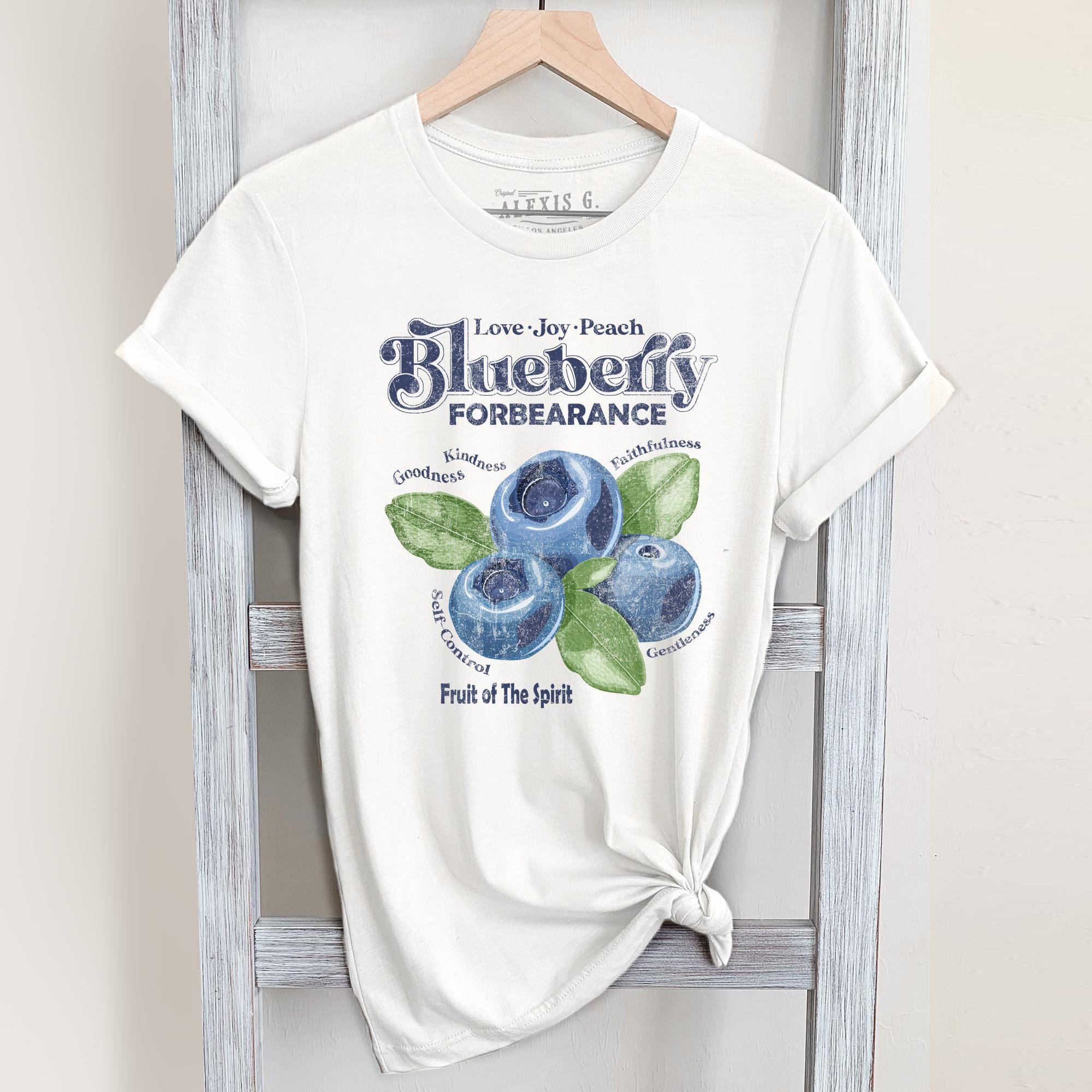 Blueberry Graphic T-shirt: Hand Screen Printed, Washed