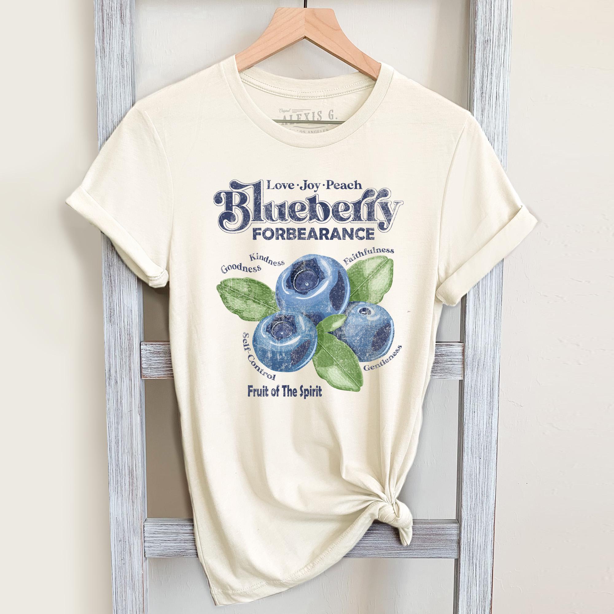 Blueberry Graphic T-shirt: Hand Screen Printed, Washed