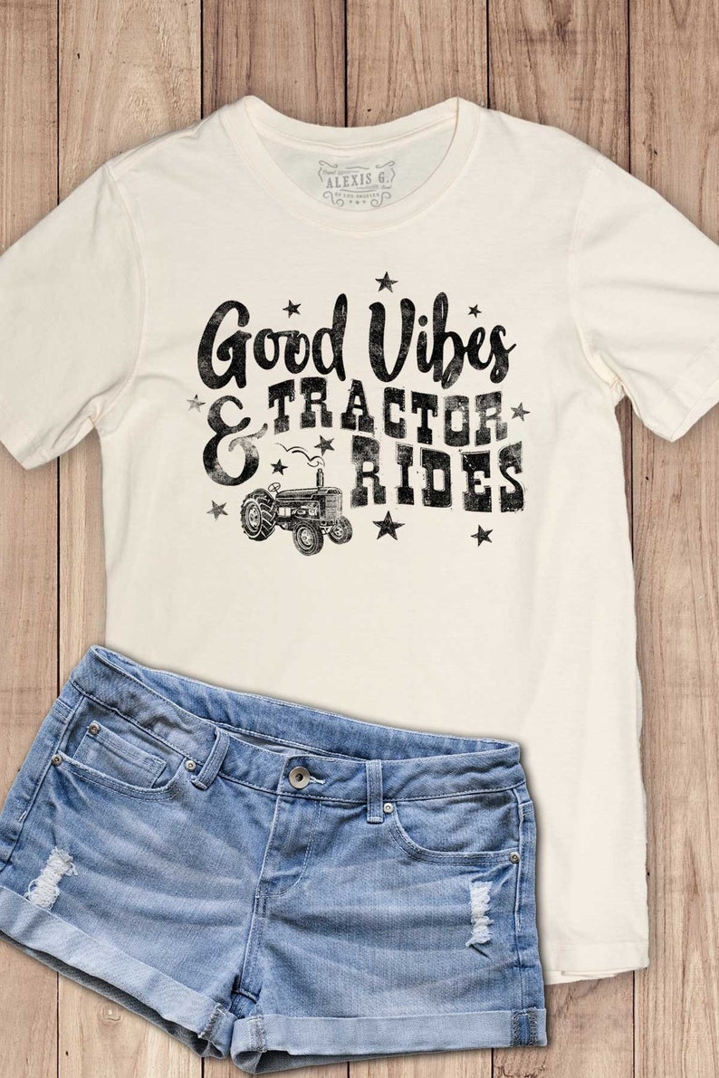 Good Vibes & Tractor Rides Graphic Tee Tractor Rides Shirt Etsy