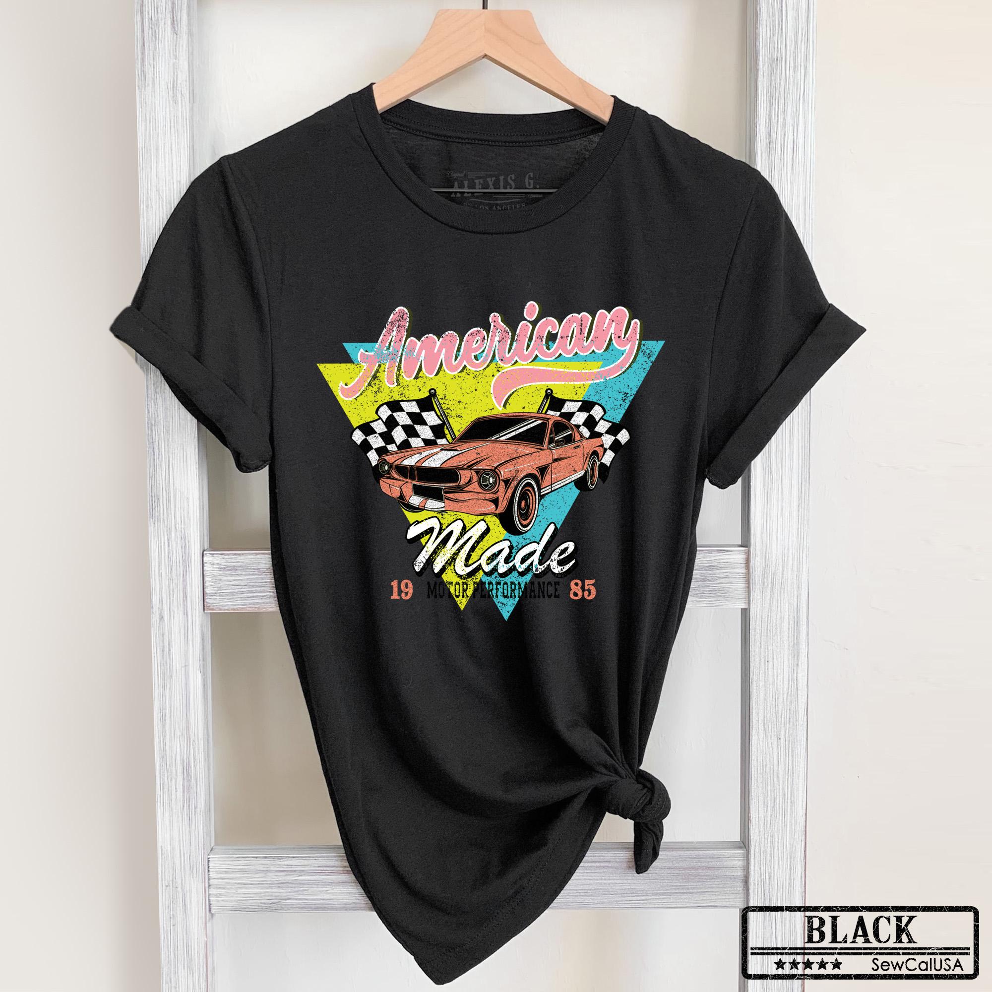 Retro Classic Car Graphic T-shirt, 80s Style Mustang Graphic Tee 