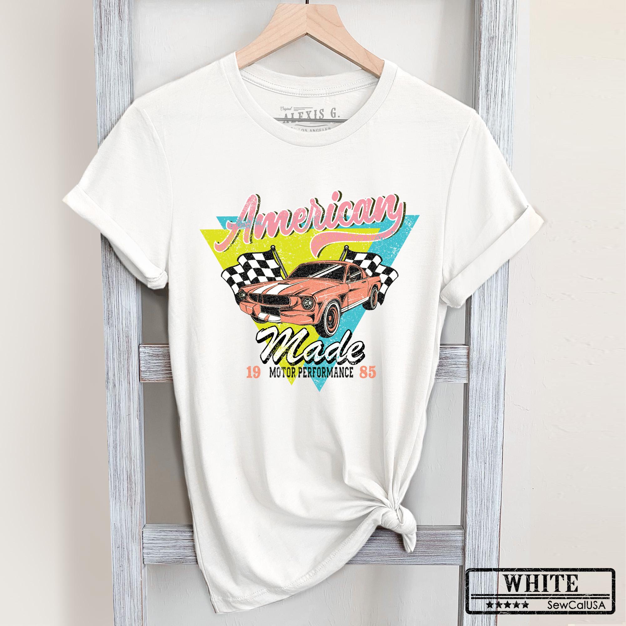 Retro Classic Car Graphic T-shirt, 80s Style Mustang Graphic Tee 